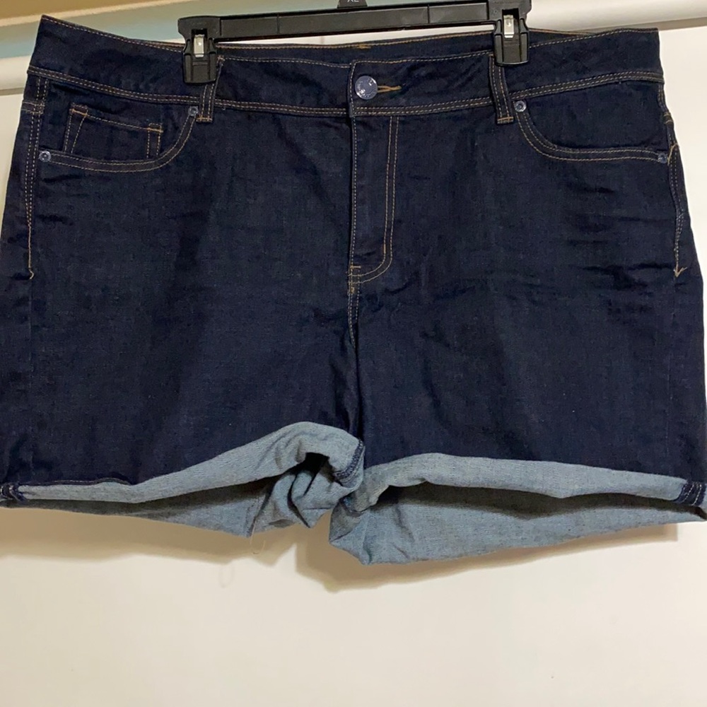 Dark wash denim shorts